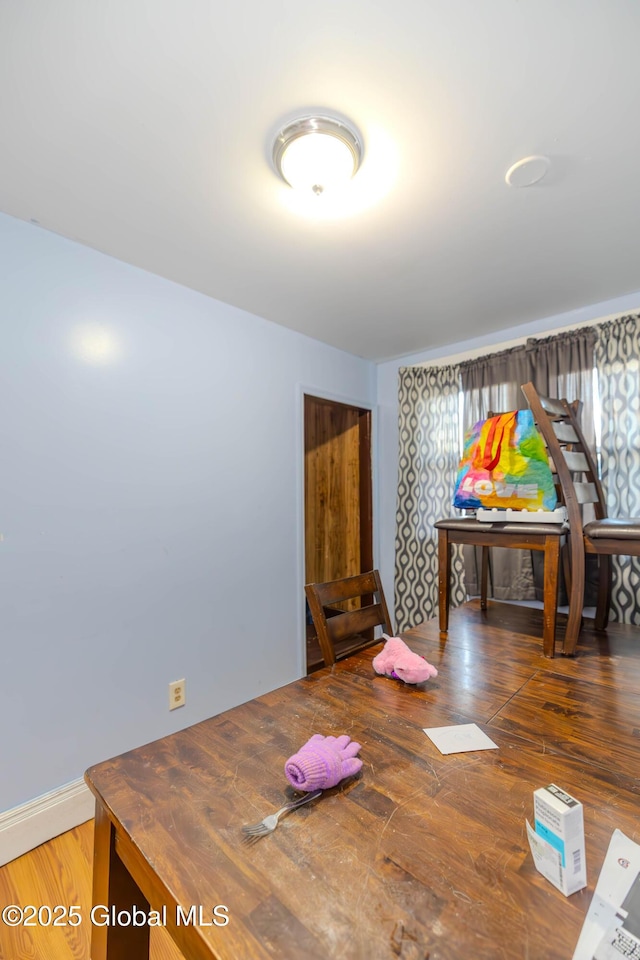 dining space featuring wood finished floors