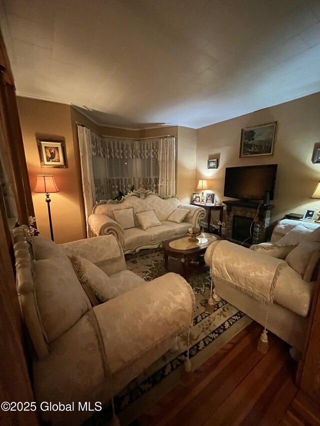 living area with wood finished floors