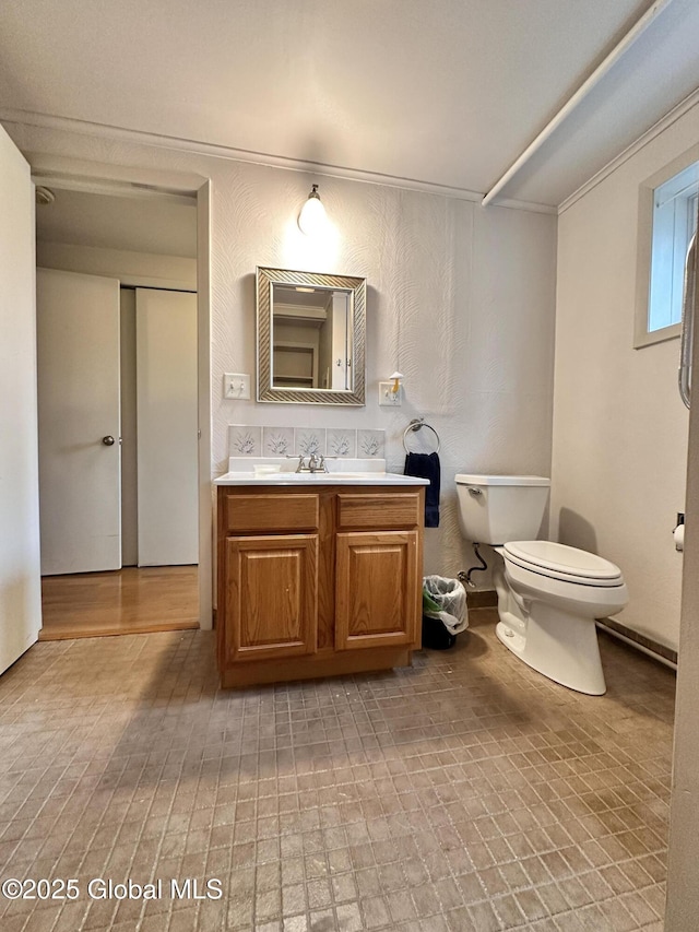 bathroom with toilet and vanity