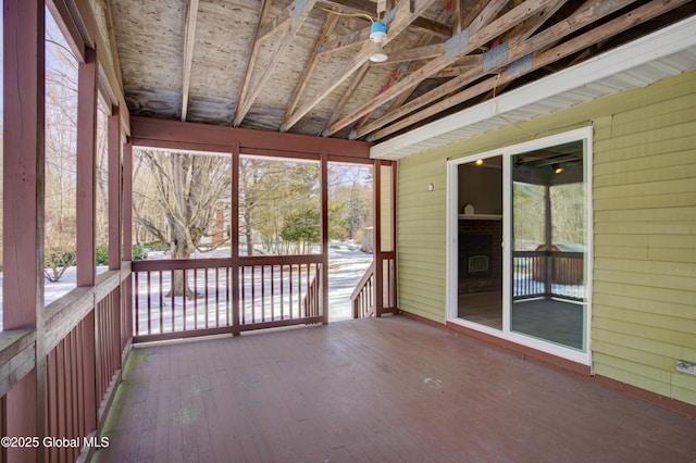 view of unfurnished sunroom