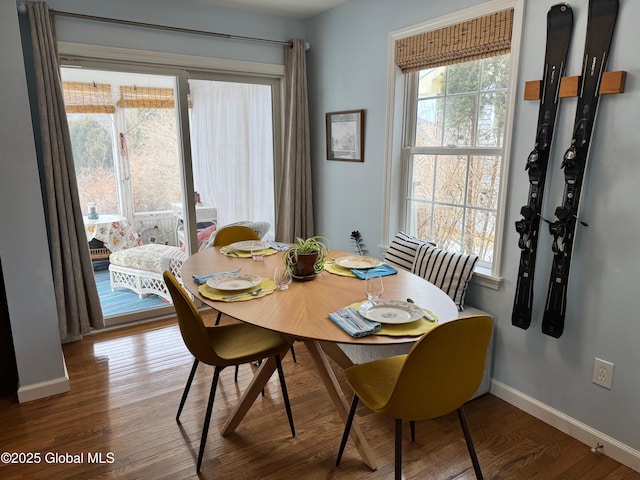 dining room with wood finished floors and baseboards