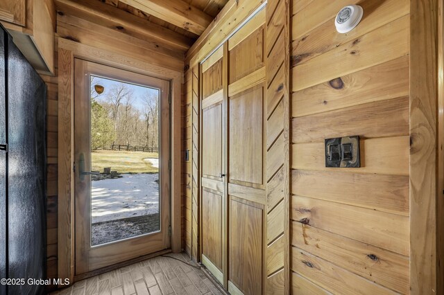 doorway with light wood-style floors and a healthy amount of sunlight