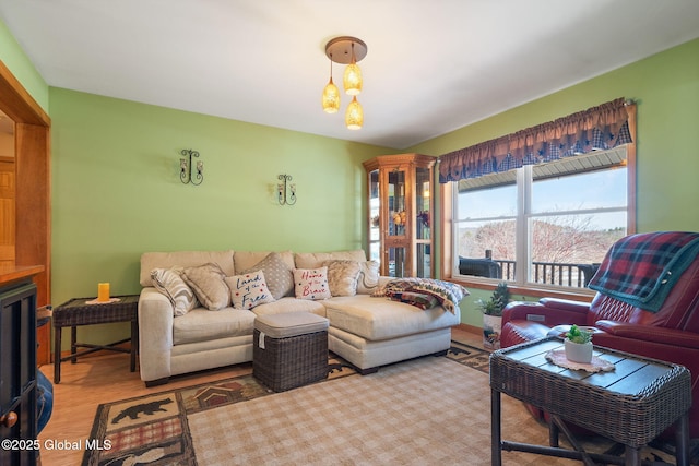 living room with wood finished floors