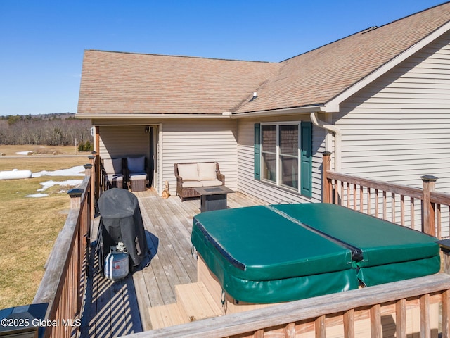 wooden deck with grilling area