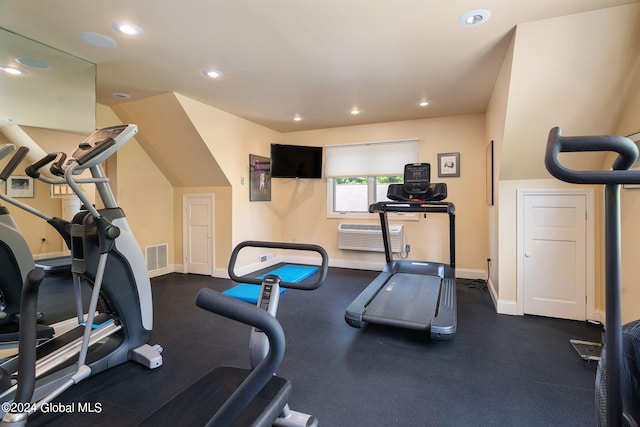 workout area with visible vents, recessed lighting, and baseboards