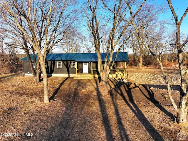 ranch-style house with metal roof