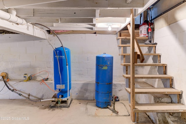 unfinished basement with stairs