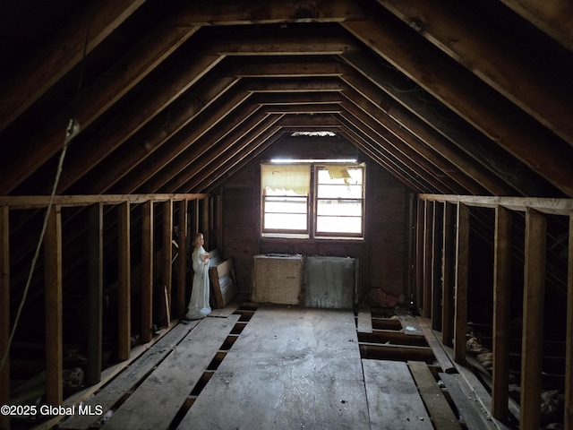 view of unfinished attic