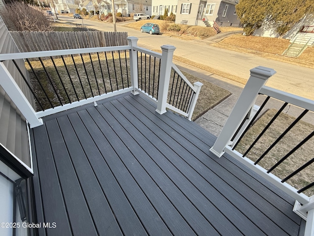 deck with a residential view