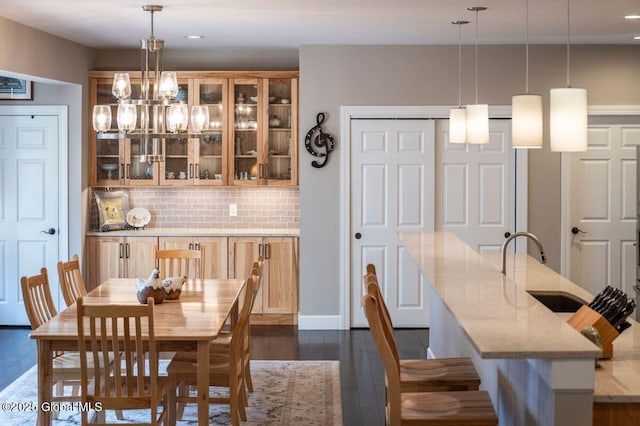 60 Federal Hill Rd, Bolton, NY 12814 - dining space with dark wood-style flooring and recessed lighting