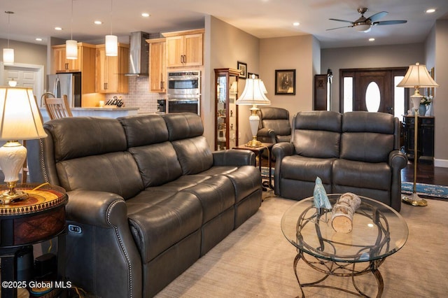 60 Federal Hill Rd, Bolton, NY 12814 - living area with ceiling fan and recessed lighting