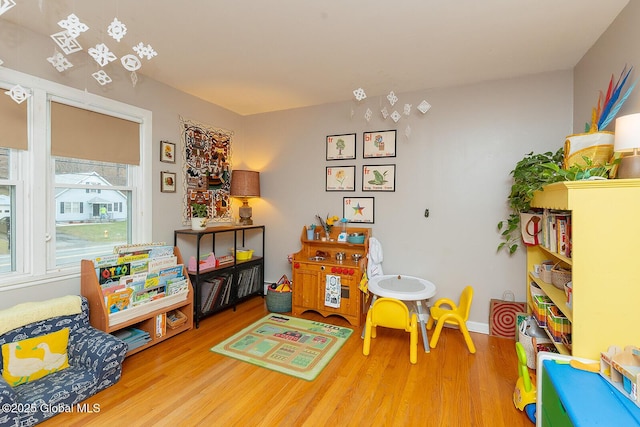 rec room with wood finished floors