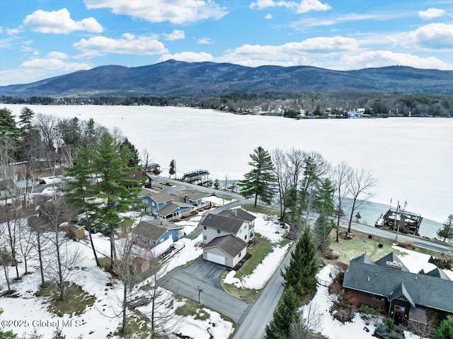 aerial view with a mountain view
