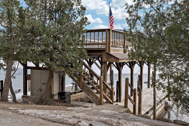 view of side of property featuring a water view