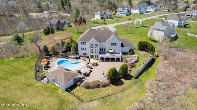 1014 Catherines Woods Dr, Niskayuna, NY 12309 - aerial perspective of suburban area with a pool area