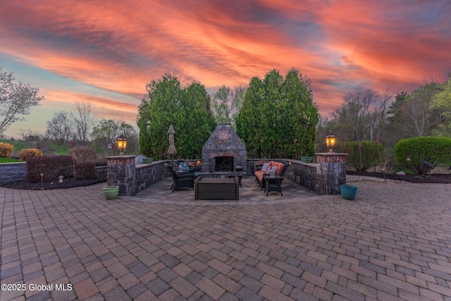 1014 Catherines Woods Dr, Niskayuna, NY 12309 - view of patio / terrace with an outdoor living space with a fireplace