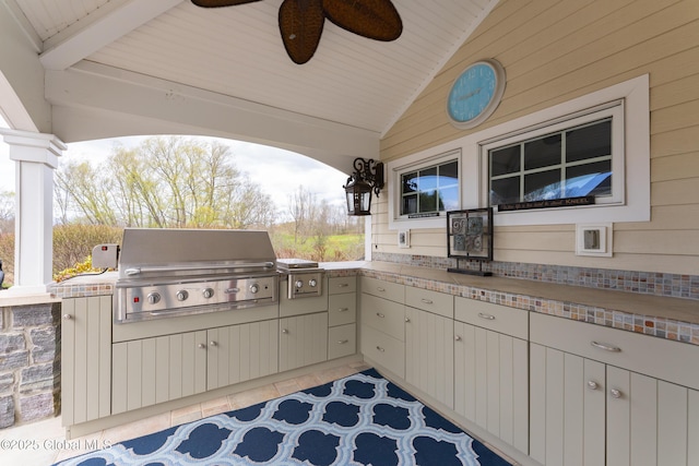 1014 Catherines Woods Dr, Niskayuna, NY 12309 - view of patio featuring an outdoor kitchen, grilling area, and ceiling fan