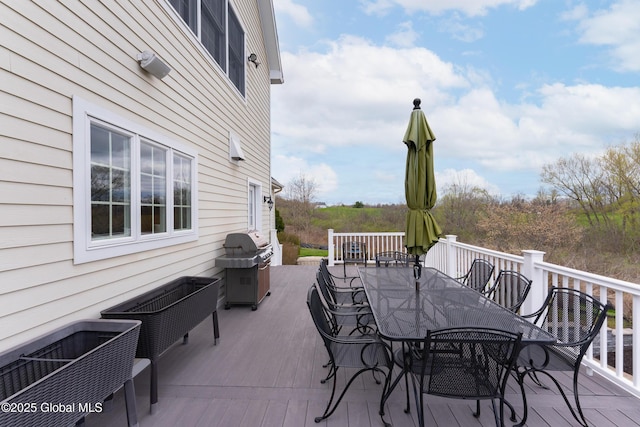 1014 Catherines Woods Dr, Niskayuna, NY 12309 - wooden terrace featuring outdoor dining area and a grill