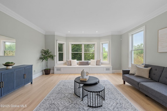 1014 Catherines Woods Dr, Niskayuna, NY 12309 - living room with wood finished floors, recessed lighting, crown molding, and baseboards