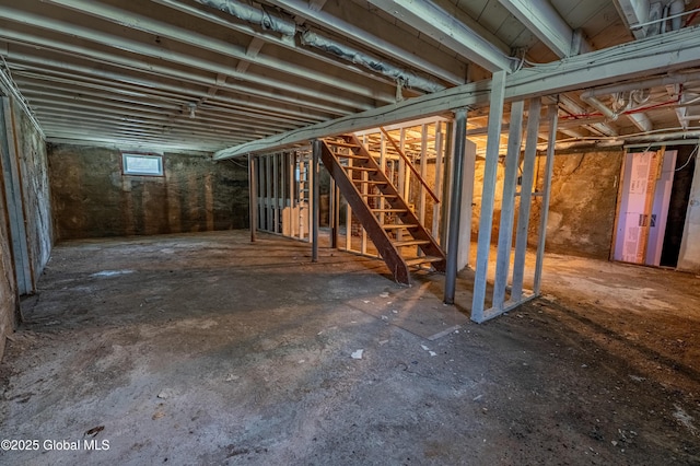 basement featuring stairway