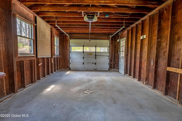 garage with a garage door opener