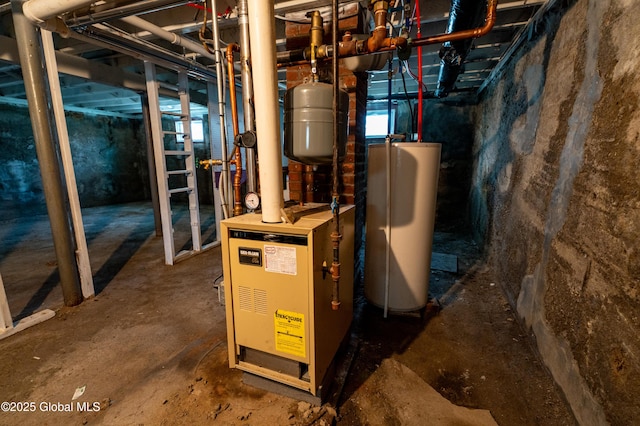utilities with a heating unit and gas water heater