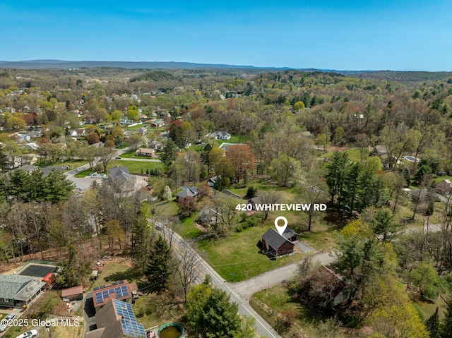 drone / aerial view with a forest view