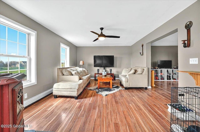 346 State Route 197, Fort Edward, NY 12828 - living area with ceiling fan, baseboards, and light wood-style floors