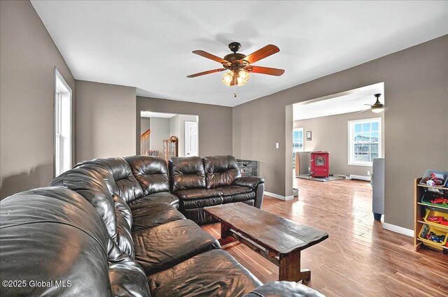 346 State Route 197, Fort Edward, NY 12828 - living area featuring ceiling fan, light wood-style flooring, and baseboards