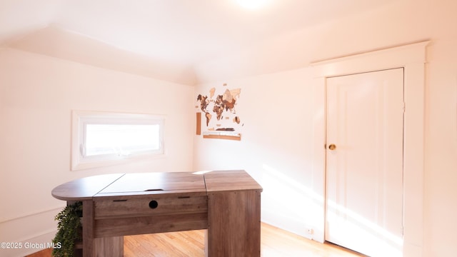 office area with light wood-type flooring