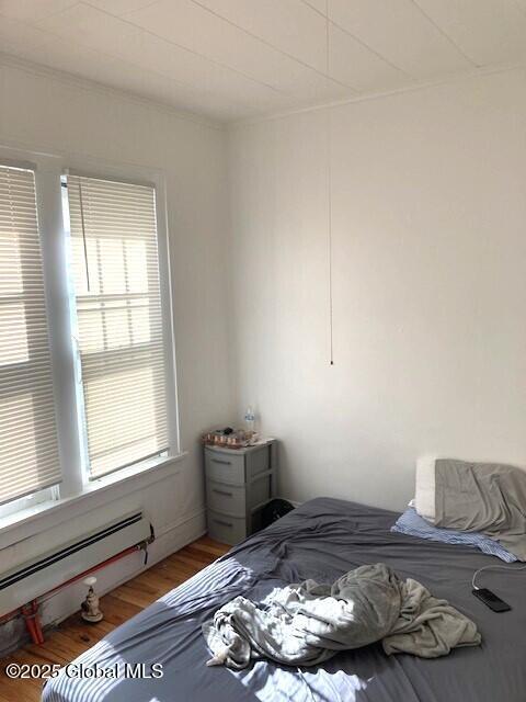 2373 Burdett Ave, Troy, NY 12180 - bedroom featuring wood finished floors and a baseboard radiator