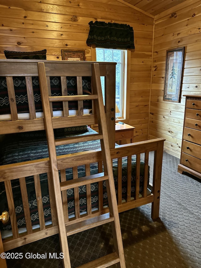 3210 Lake Shore Dr # 34Interval 5, Lake George, NY 12845 - bedroom featuring wood walls and carpet floors