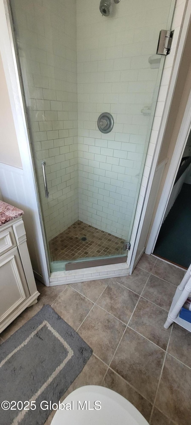 755 County Route 7, Schodack, NY 12063 - full bath featuring tile patterned floors, vanity, and a shower stall