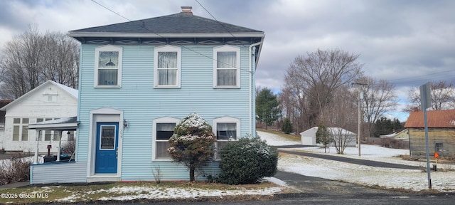 755 County Route 7, Schodack, NY 12063 - view of front of house featuring roof with shingles and a chimney