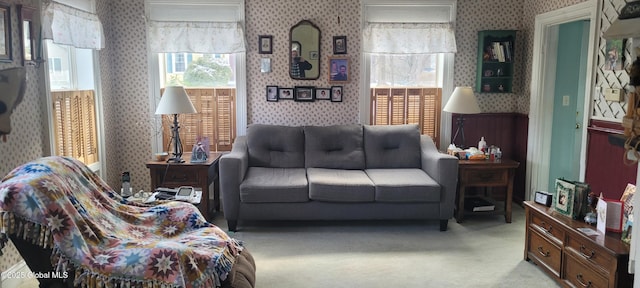 755 County Route 7, Schodack, NY 12063 - living room with light carpet and wallpapered walls