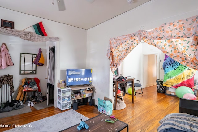 living area with wood finished floors