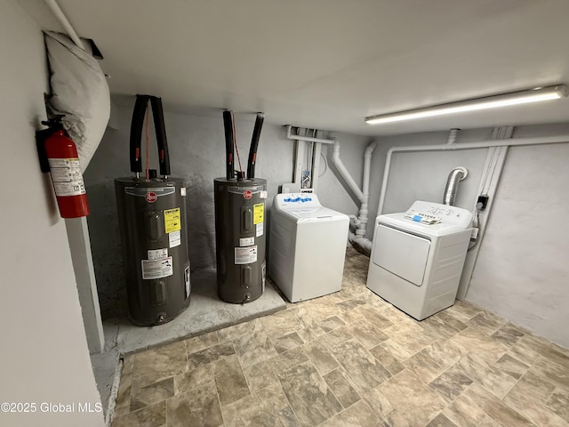 9 Brandt Pl, Amsterdam, NY 12010 - washroom with washing machine and clothes dryer, laundry area, and electric water heater