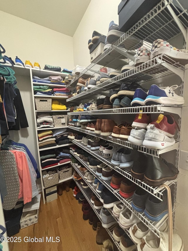spacious closet with wood finished floors