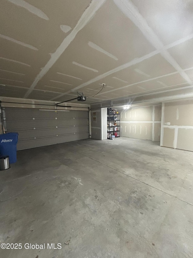 garage with a garage door opener