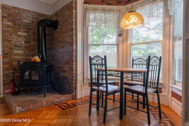 14 Pleasant St, Ballston Spa, NY 12020 - dining area with a wood stove