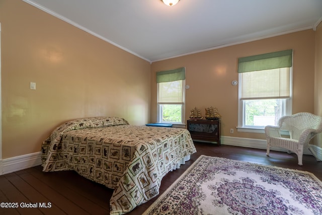 14 Pleasant St, Ballston Spa, NY 12020 - bedroom with ornamental molding, baseboards, and dark wood-style flooring