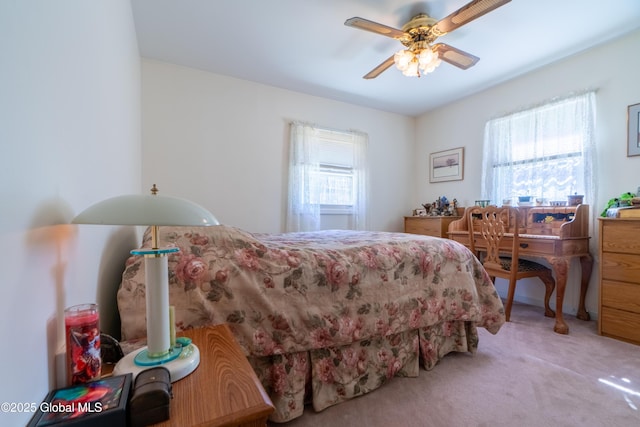 bedroom featuring carpet floors and a ceiling fan
