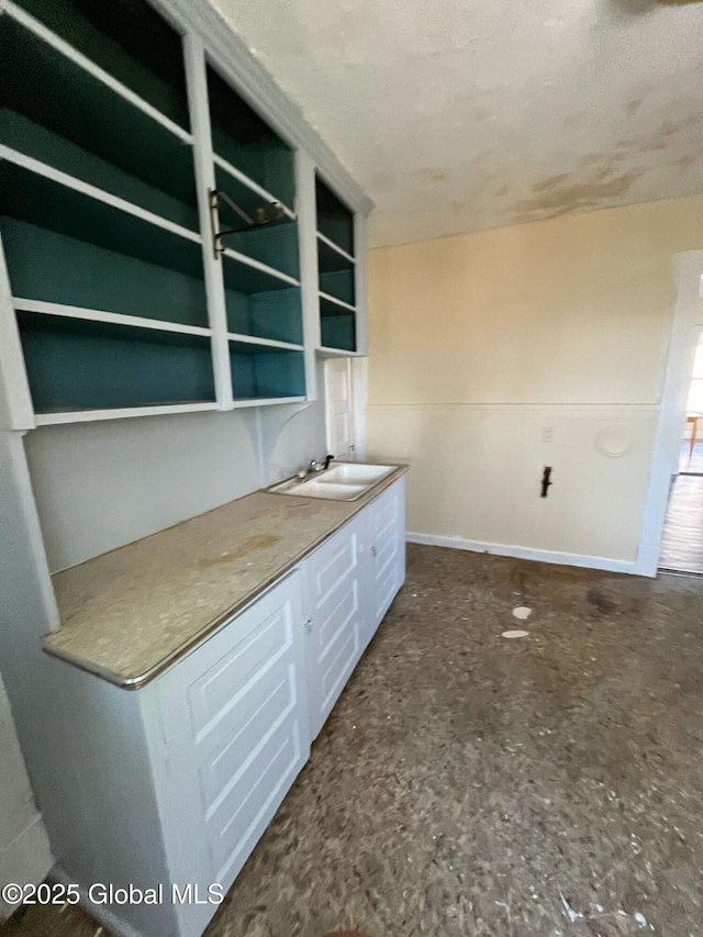 kitchen featuring a sink and open shelves