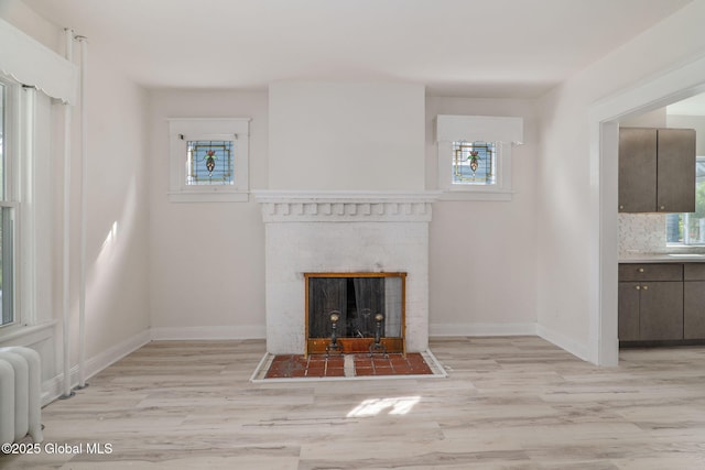 22 Fairlawn Ave, Albany, NY 12203 - unfurnished living room featuring radiator, light wood-type flooring, healthy amount of natural light, and baseboards