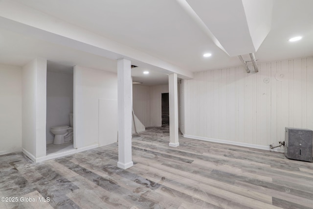 22 Fairlawn Ave, Albany, NY 12203 - finished below grade area with wood finished floors, baseboards, and recessed lighting