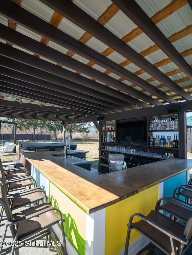 interior space with outdoor wet bar