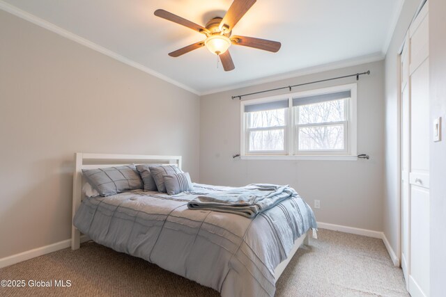7 Bemis Heights Rd, Saratoga Springs, NY 12866 - carpeted bedroom featuring ceiling fan, baseboards, and ornamental molding