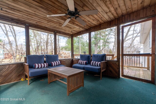 7 Bemis Heights Rd, Saratoga Springs, NY 12866 - sunroom with an outdoor hangout area and a ceiling fan