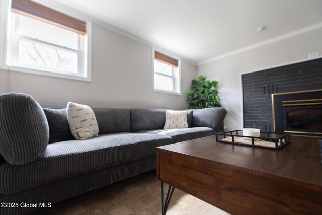 7 Bemis Heights Rd, Saratoga Springs, NY 12866 - carpeted living room featuring a fireplace