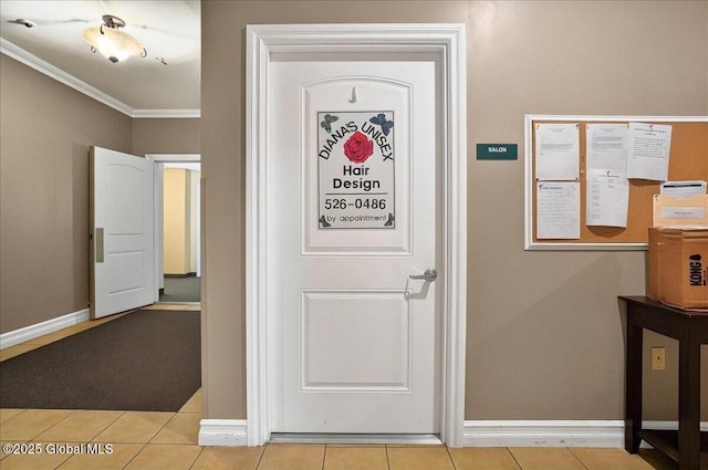 8 Wall St Apt 200, Clifton Park, NY 12065 - entryway featuring ornamental molding, baseboards, and light tile patterned floors